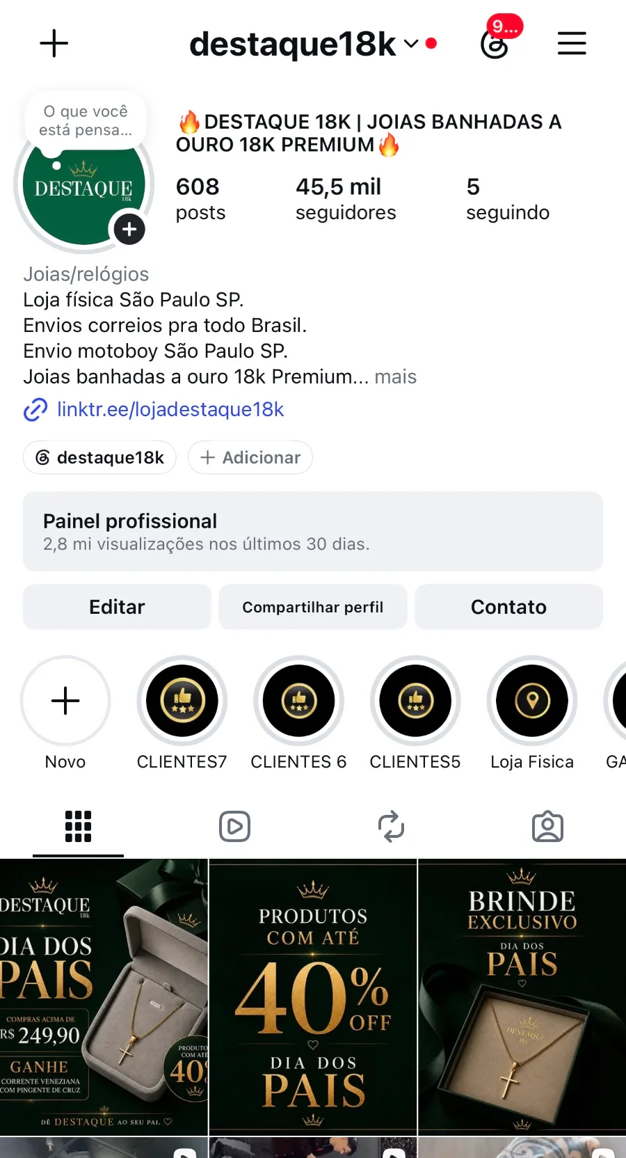 Print do Instagram da Destaque 18K